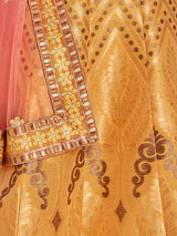 MIMOSA Women's Art Silk Semi-Stitched Lehenga with Unstitched Blouse and Dupatta