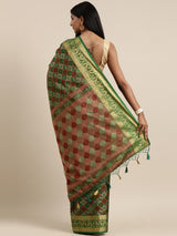 Mimosa Womens Art Silk Saree Patola BGreen Color