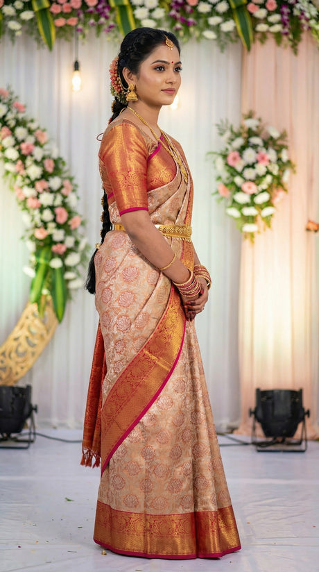 MIMOSA Women's Woven Design Kanjivaram Style Art Silk Saree with Blouse Piece - Maroon (SA00002446MRFREE)