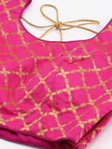 Mimosa Women Magenta & Golden Woven Design Readymade Saree Blouse