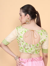 Mimosa Beige Woven Design Readymade Blouse