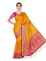 Mimosa Womens Art Silk Saree Kanjivaram Gold Color