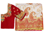 Mimosa Womens Art Silk Saree Kanjivaram Halfwhite Color - 4336-260-TLK-HWT-MRN-BL