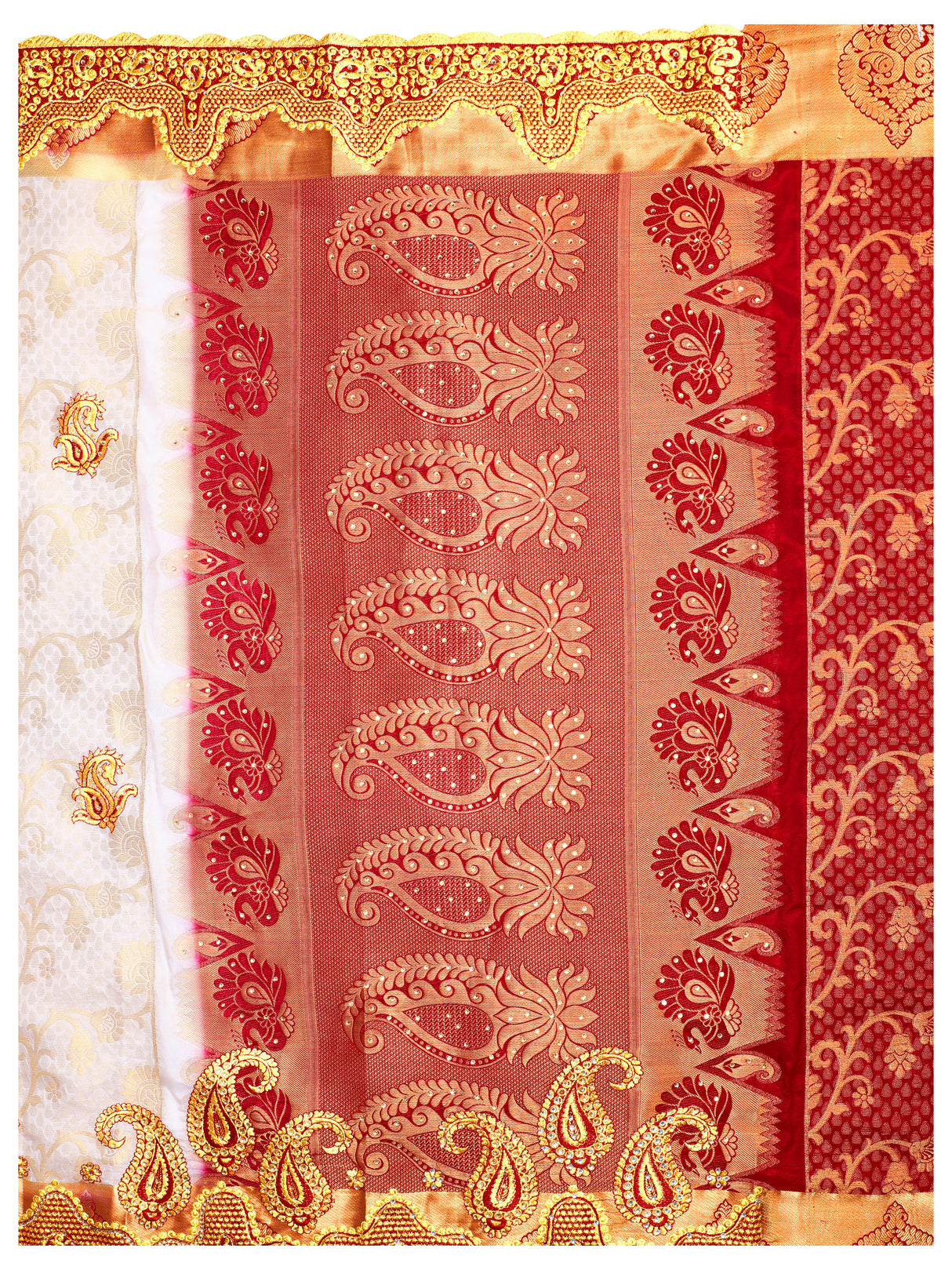 Mimosa Womens Art Silk Saree Kanjivaram Halfwhite Color - 4336-260-TLK-HWT-MRN-BL