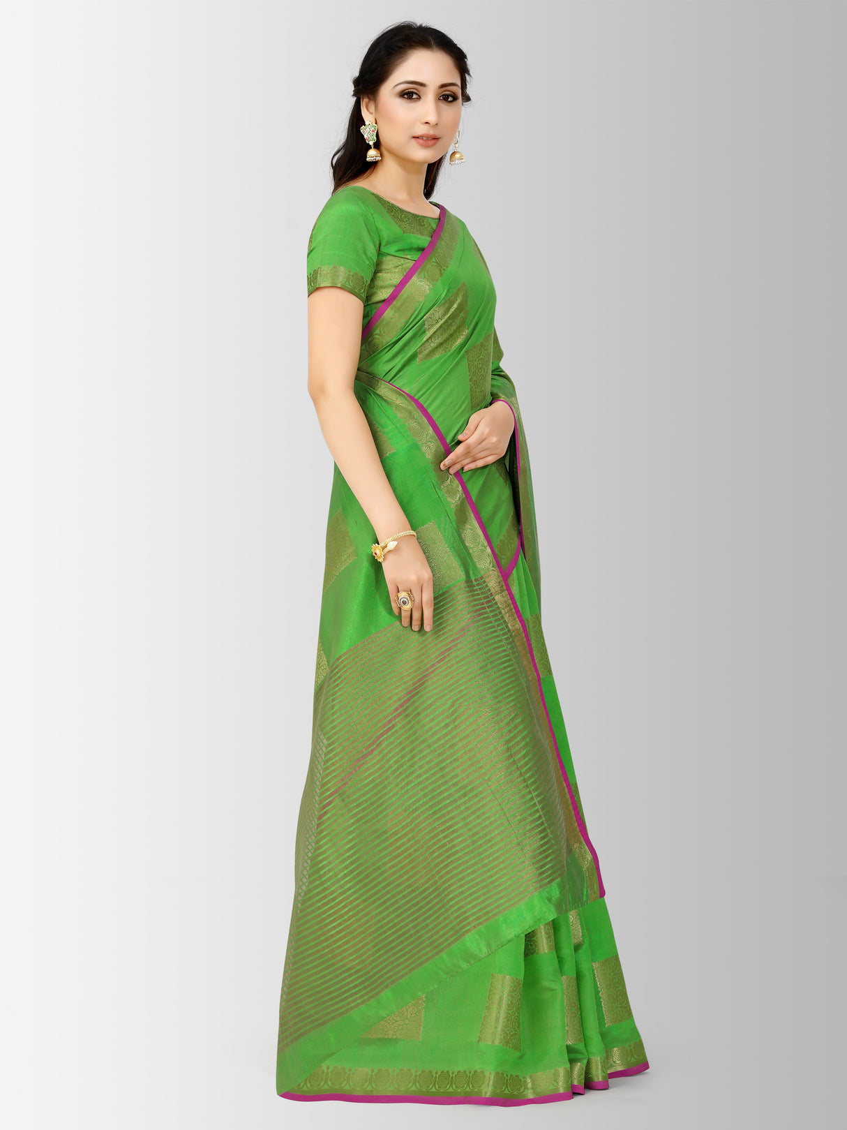 Mimosa Womens Tussar Silk Saree Kanjivaram style Liril Color