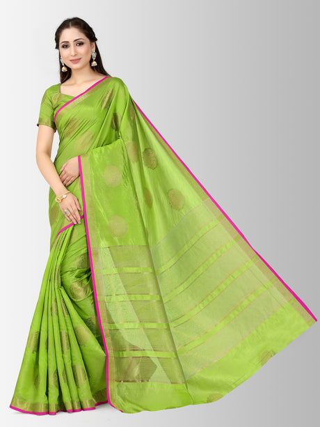 Mimosa Womens Tussar Silk Saree Kanjivaram style Liril Color