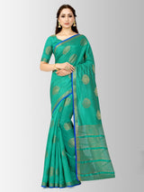 Mimosa Womens Tussar Silk Saree Kanjivaram style Rama Color
