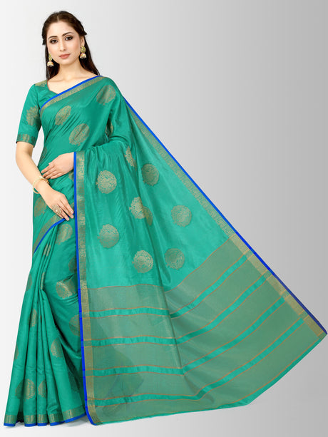 Mimosa Womens Tussar Silk Saree Kanjivaram style Rama Color