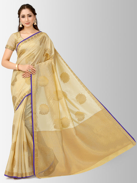 Mimosa Womens Tussar Silk Saree Kanjivaram style Tusser Color