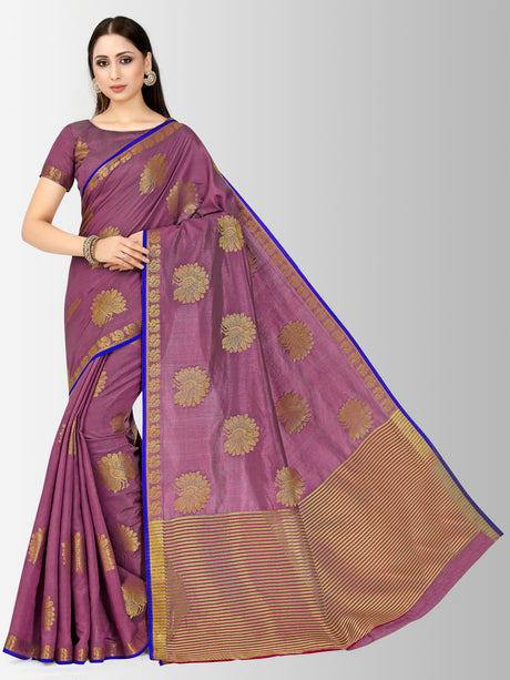 Mimosa Womens Tussar Silk Saree Kanjivaram style Wine Color