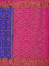 Mimosa Womens Art Silk Saree Patola style Royal Blue Color