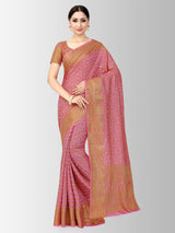 Mimosa Womens Art Silk Saree Patola Pink Color