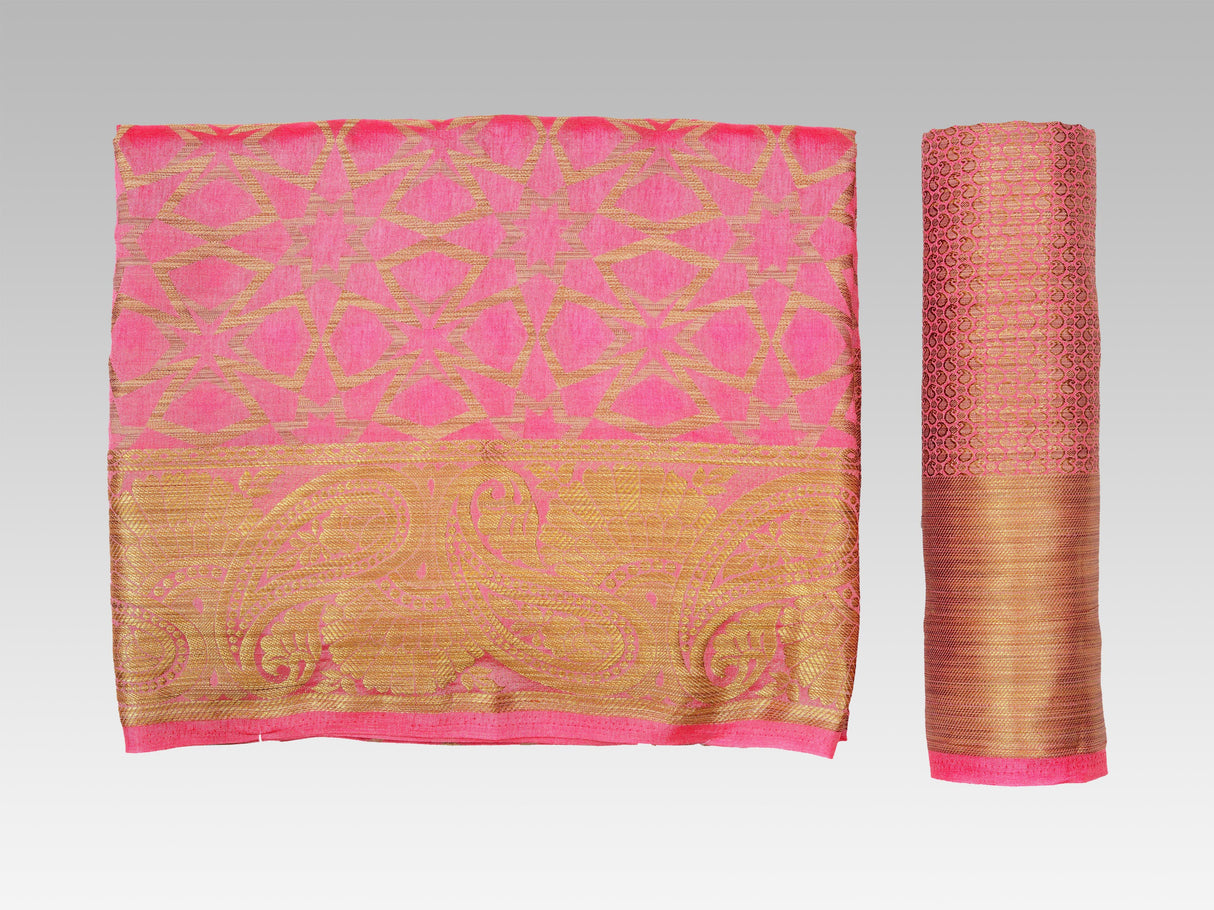 Mimosa Womens Art Silk Saree Patola Pink Color