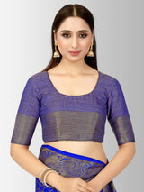 Mimosa Womens Art Silk Saree Patola Royal Blue Color