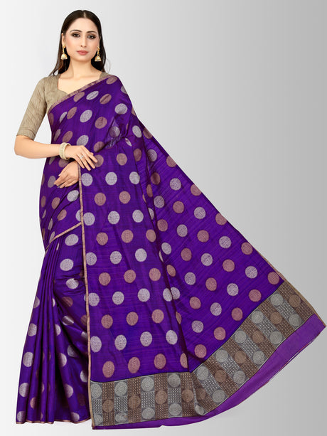 Mimosa Womens Raw Silk Saree Kanjivaram Violet Color