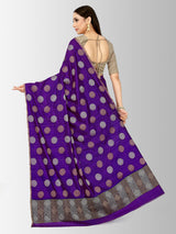 Mimosa Womens Raw Silk Saree Kanjivaram Violet Color