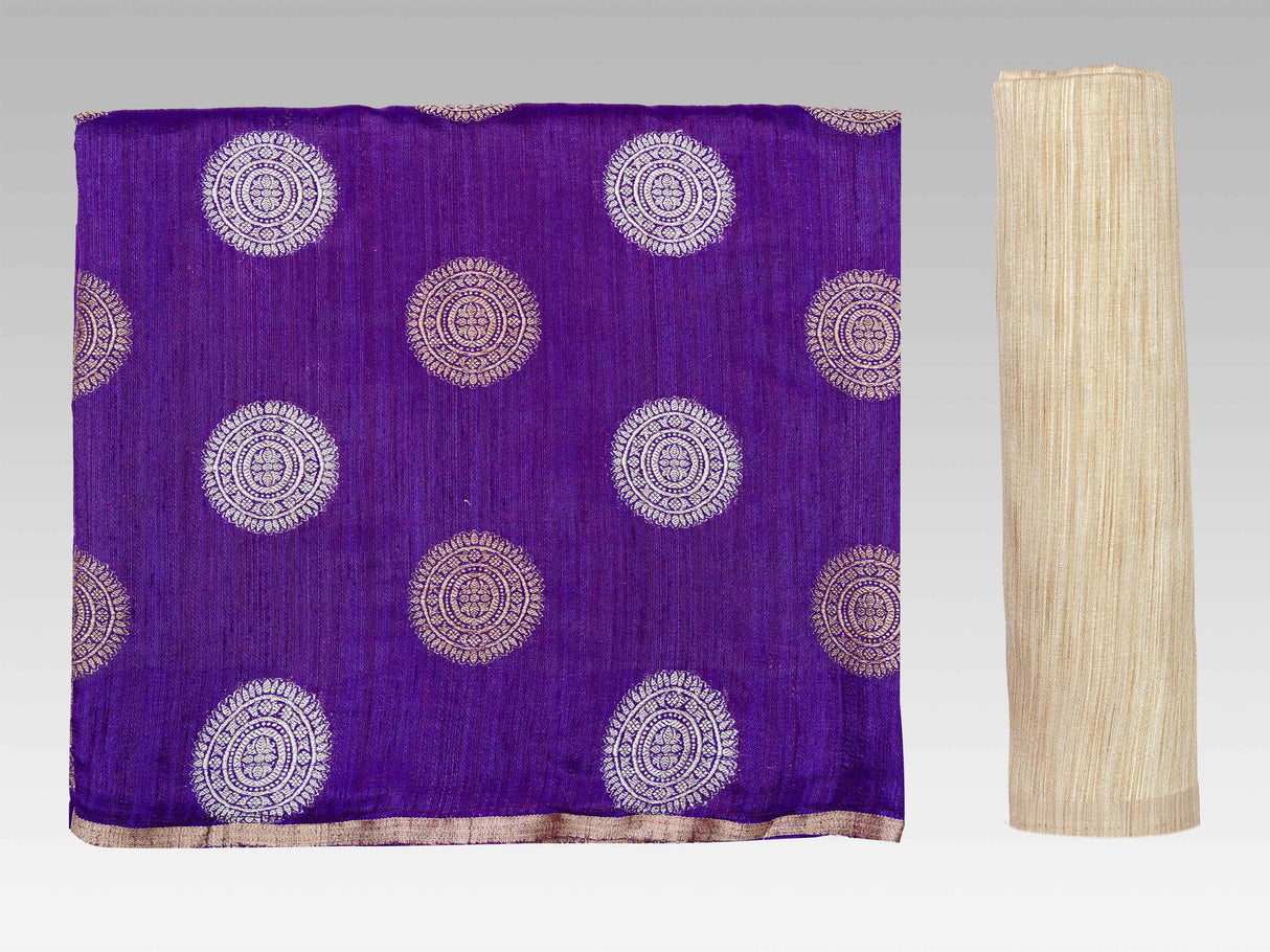 Mimosa Womens Raw Silk Saree Kanjivaram Violet Color