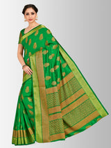 Mimosa Womens Tussar Silk Saree Banarasi style Green Color