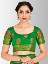 Mimosa Womens Tussar Silk Saree Banarasi style Green Color