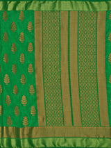 Mimosa Womens Tussar Silk Saree Banarasi style Green Color