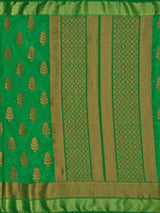 Mimosa Womens Tussar Silk Saree Banarasi style Green Color