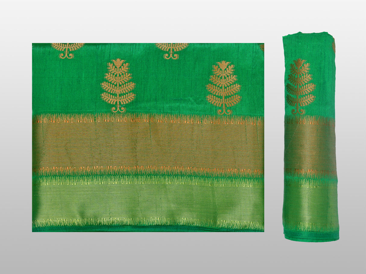 Mimosa Womens Tussar Silk Saree Banarasi style Green Color