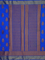 Mimosa Womens Tussar Silk Saree Banarasi style Royal Blue Color