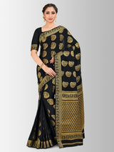 Mimosa Womens Crepe Saree Mysore Silk Black Color