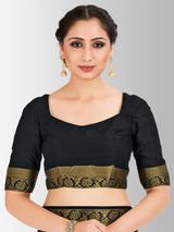 Mimosa Womens Crepe Saree Mysore Silk Black Color