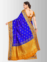 Mimosa Womens Art Silk Saree Paithani Royal Blue Color