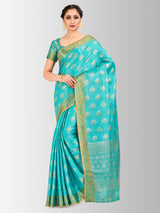 Mimosa Womens Art Silk Saree Kanjivaram Saffire Color