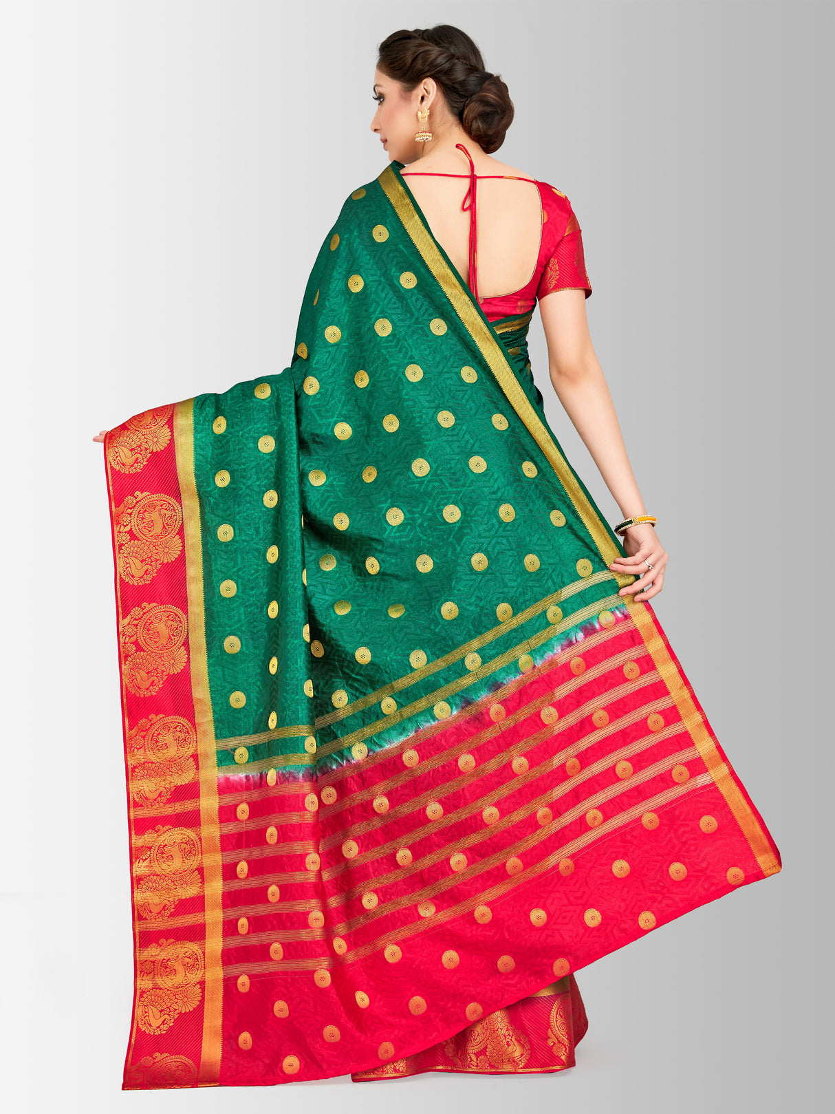 Mimosa Womens Art Silk Saree Kanjivaram BGreen Color