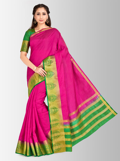 Mimosa Womens Art Silk Saree Kanjivaram Rani Color