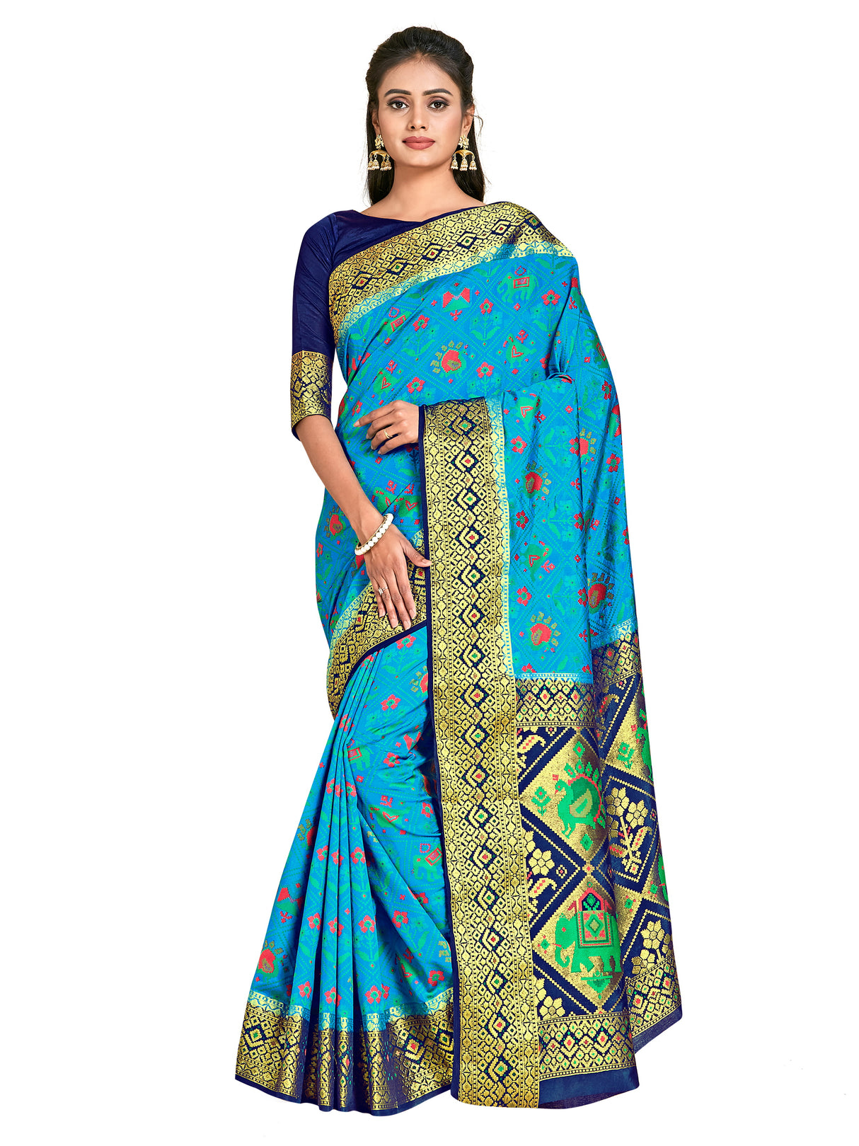 Mimosa Womens Art Silk Saree Patola Ananda Color