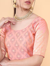 Mimosa Pink Woven Design Readymade Blouse