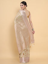 Mimosa Womens Art Silk Saree Kasavu Cream Color