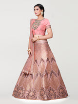 MIMOSA Women's Art Silk Semi-Stitched Lehenga with Unstitched Blouse and Dupatta