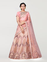 MIMOSA Women's Art Silk Semi-Stitched Lehenga with Unstitched Blouse and Dupatta