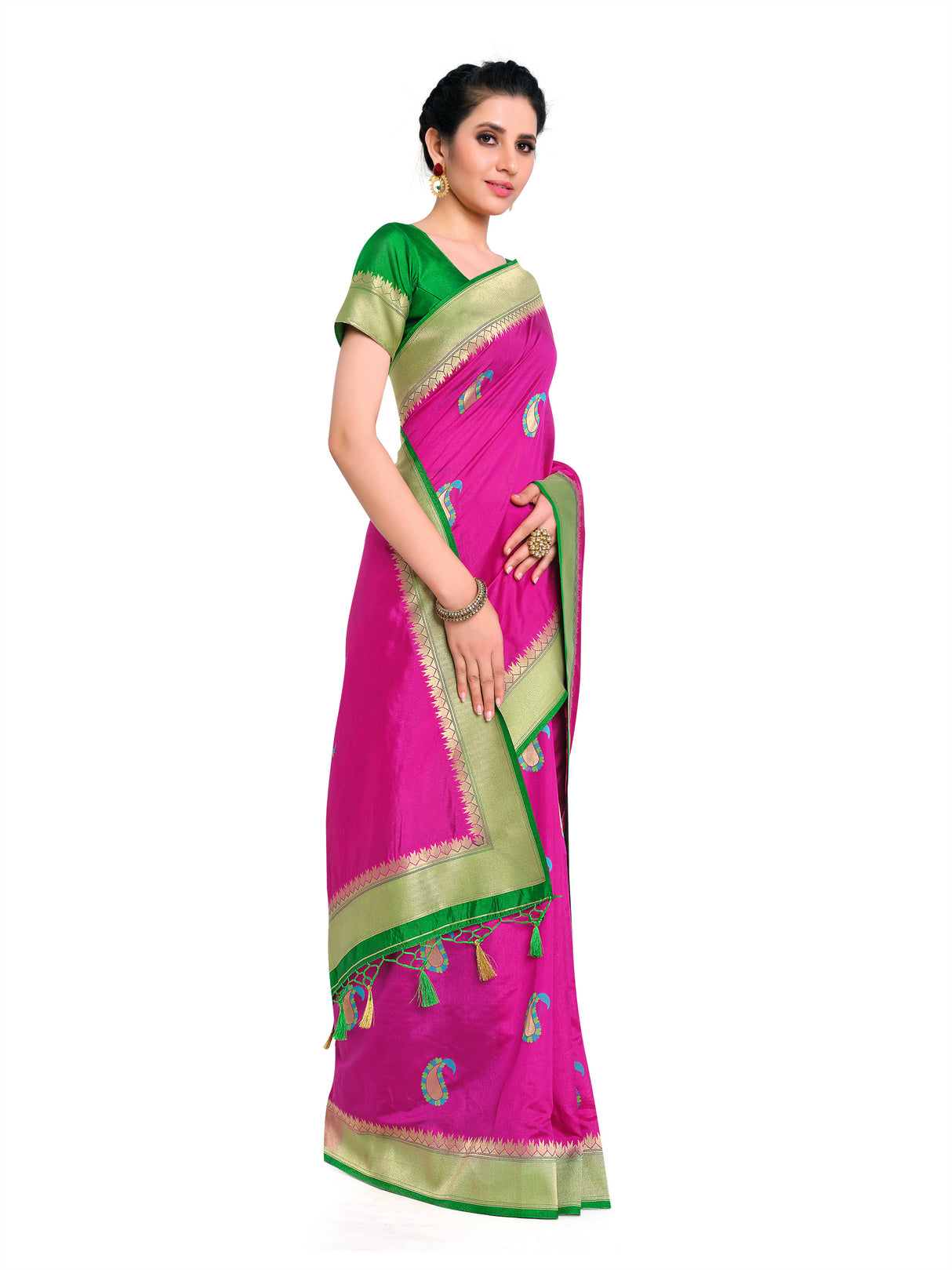 Mimosa Womens Art Silk Saree Kanjivaram Rani Color