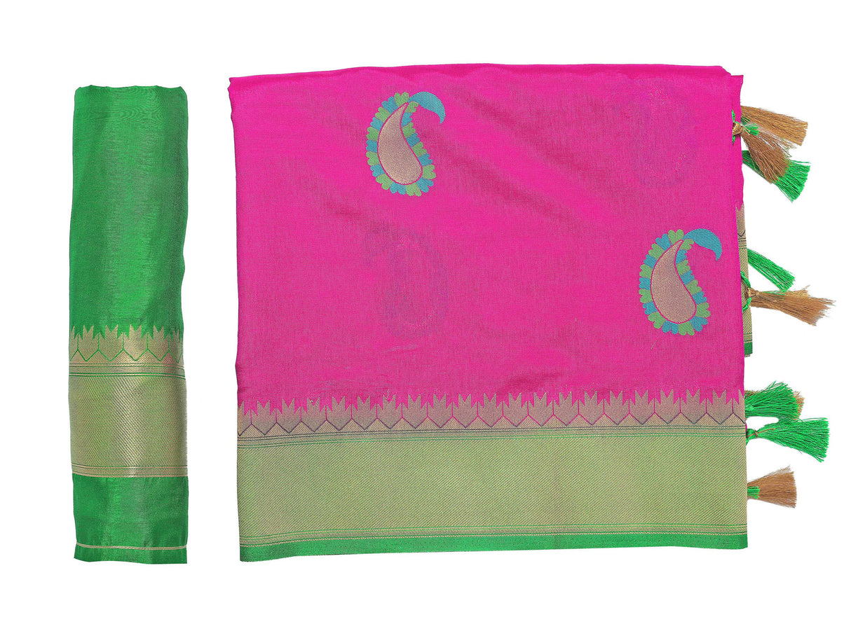 Mimosa Womens Art Silk Saree Kanjivaram Rani Color