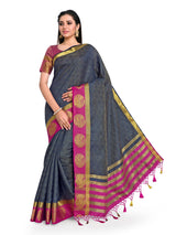 Mimosa Womens Art Silk Saree Kanjivaram Navy Blue Color
