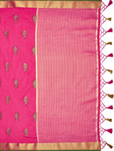 Mimosa Womens Art Silk Saree Kanjivaram style Strawberry Color