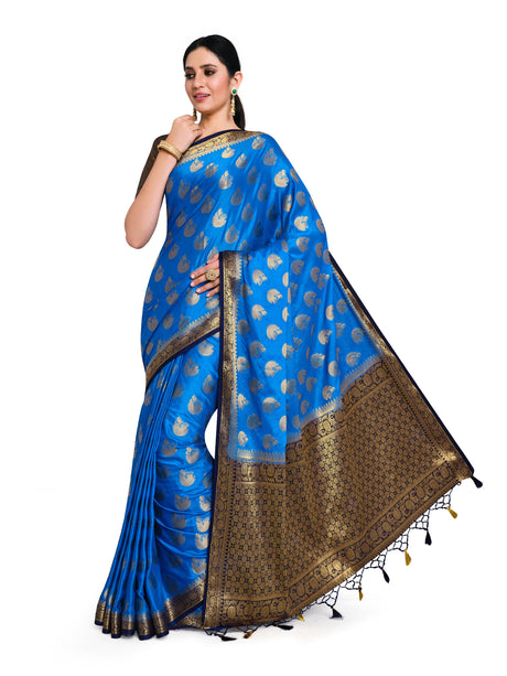 Mimosa Womens Crepe Saree Mysore Silk Ananda Color