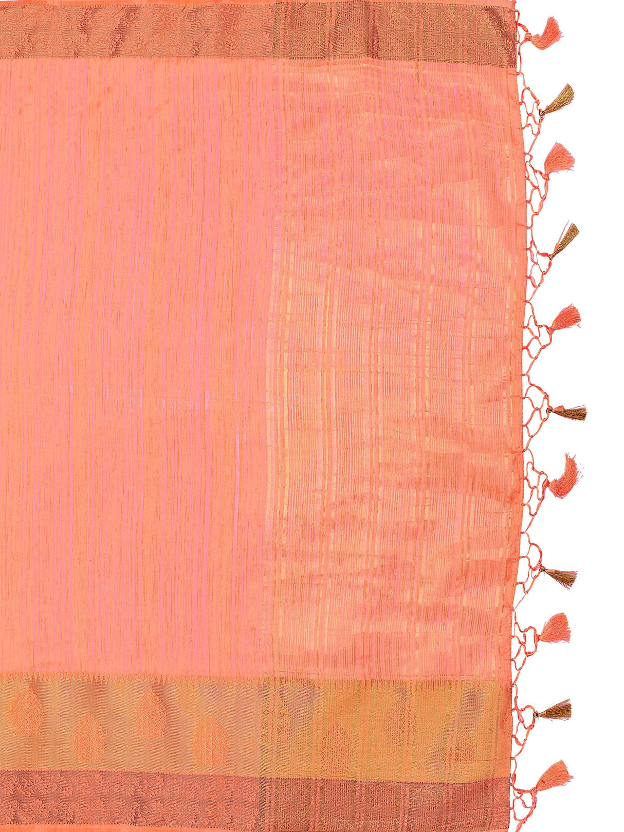 Mimosa Womens Raw Silk Saree Kanjivaram style Peach Color