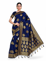 Mimosa Womens Art Silk Saree Kanjivaram Navy Blue Color