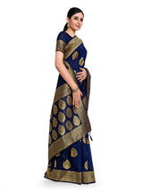 Mimosa Womens Art Silk Saree Kanjivaram Navy Blue Color