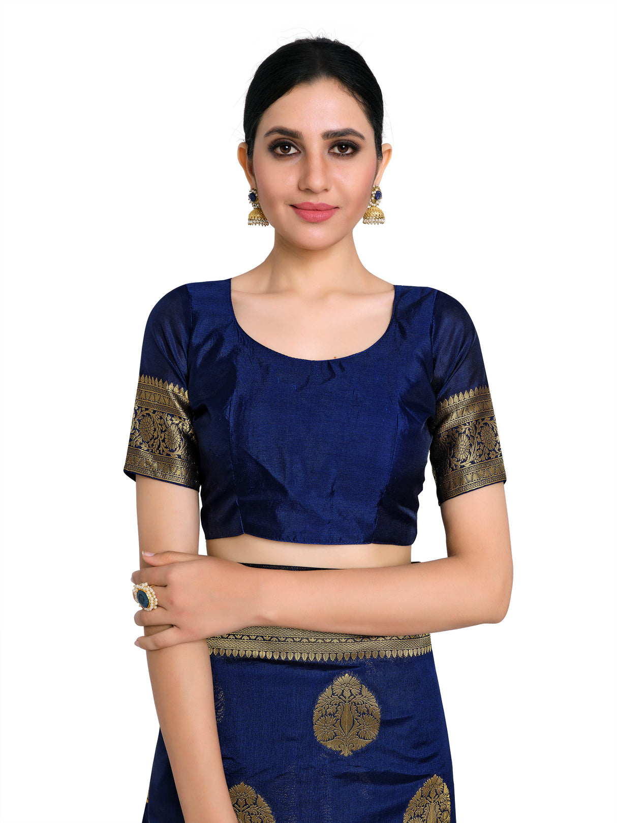 Mimosa Womens Art Silk Saree Kanjivaram Navy Blue Color