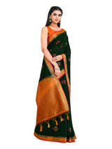 Mimosa Womens Art Silk Saree Kanjivaram style BGreen Color
