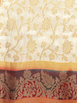 Mimosa Womens Art Silk Saree Kanjivaram Halfwhite Color