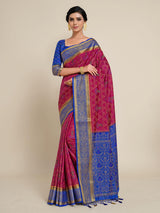 Mimosa Womens Art Silk Saree Kanjivaram style Rani Color